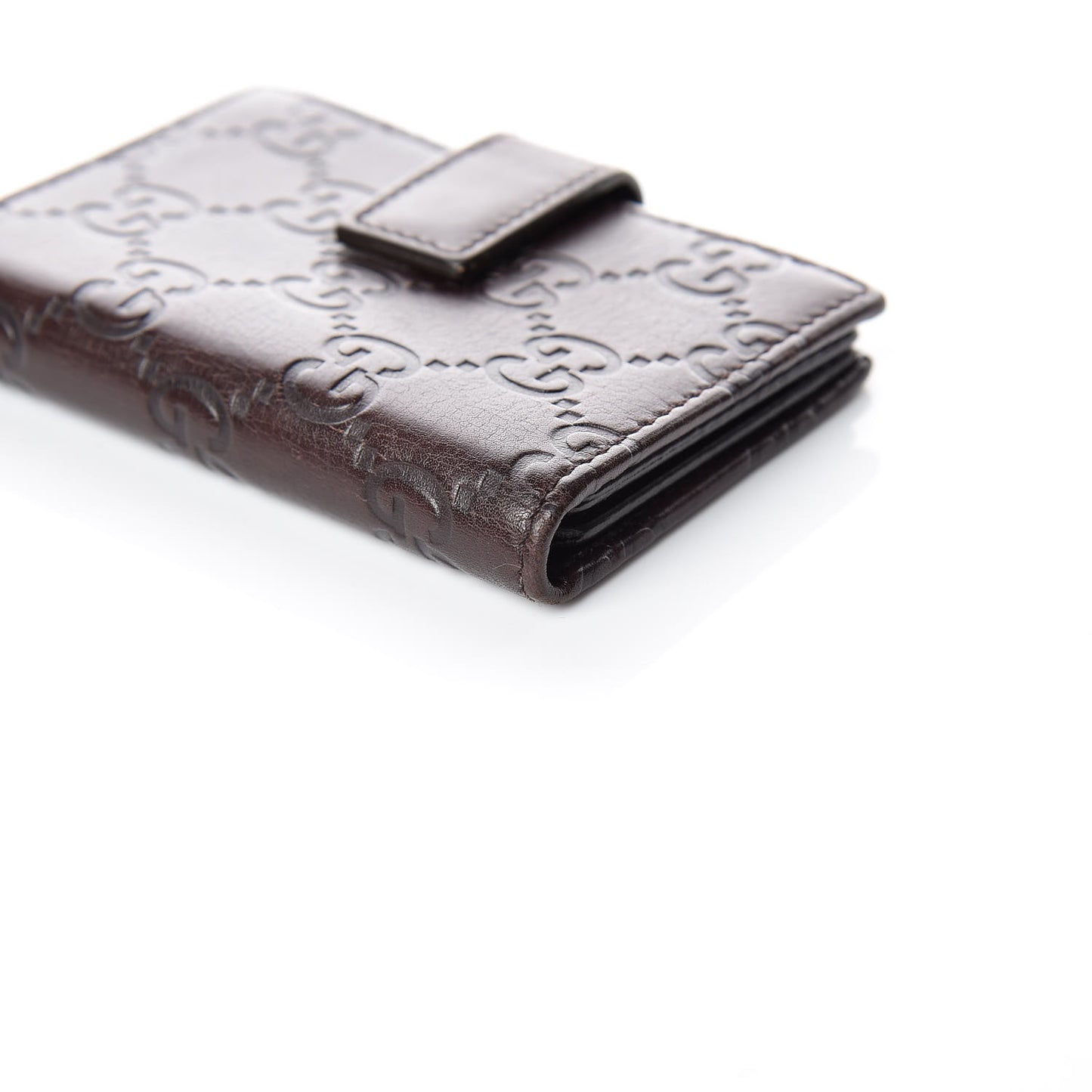 Guccissima Marguax Calfskin Avel Card Holder Wallet Chocolate