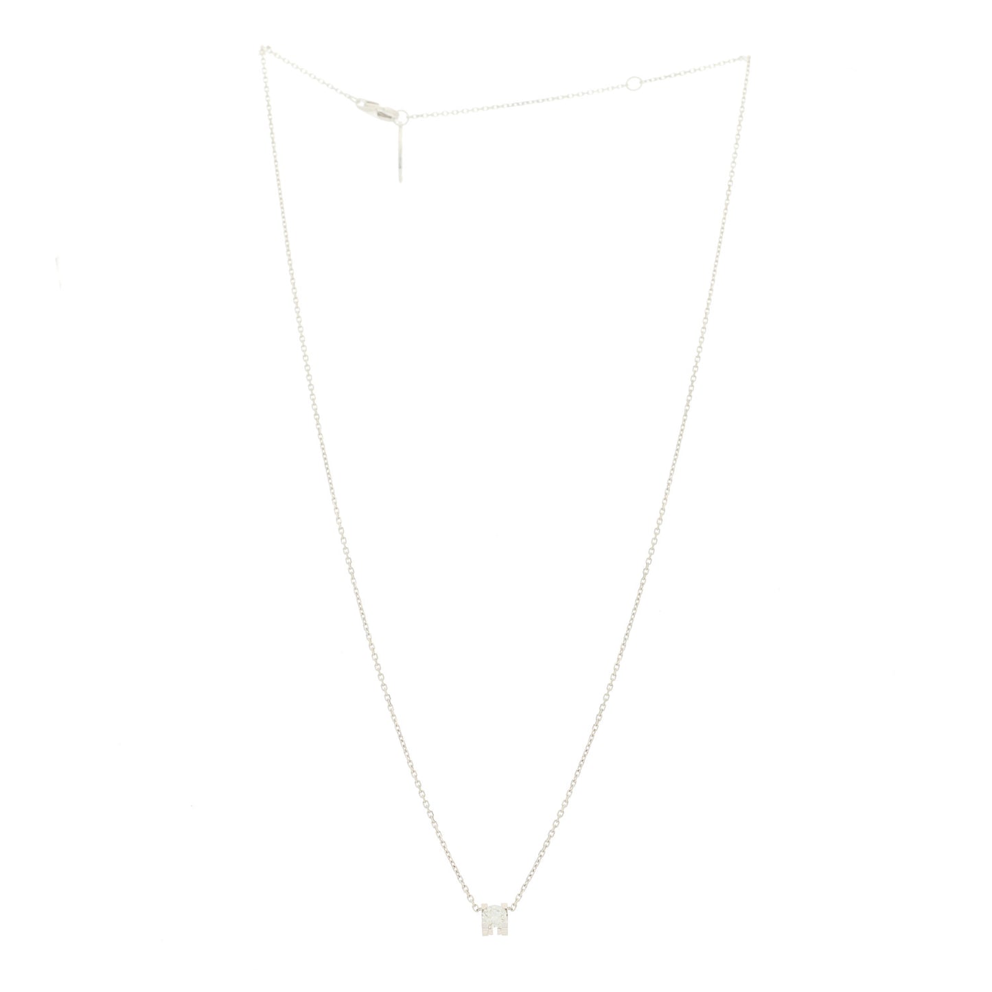 18K White Gold Diamond .23ct C De Cartier Pendant Necklace