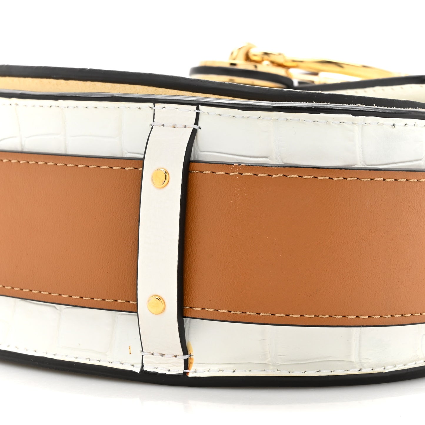 Calfskin Crocodile Embossed Small Tess Bag Brilliant White