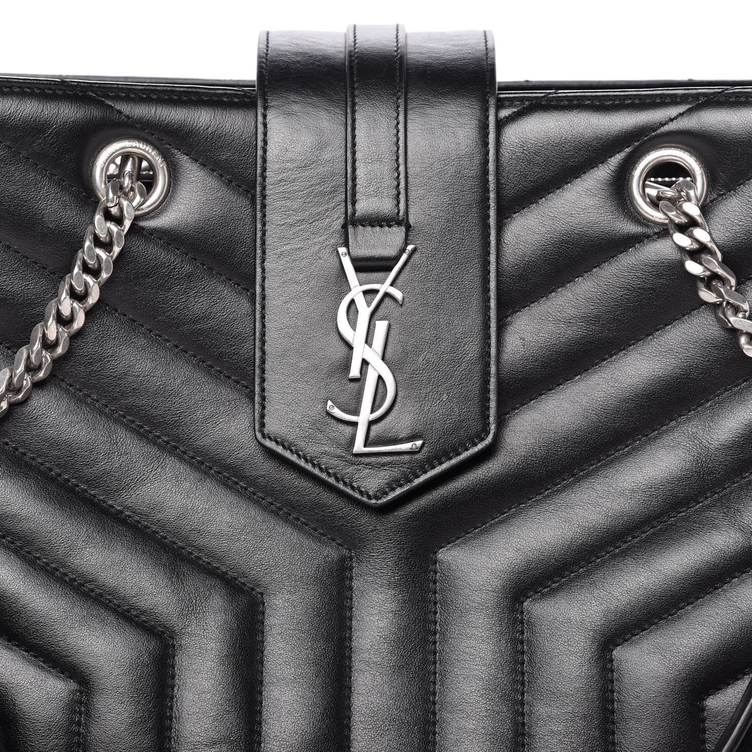 Saint Laurent Calfskin Y Quilted Monogram Large Loulou Shopper Black 10 of 10