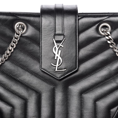 Saint Laurent Calfskin Y Quilted Monogram Large Loulou Shopper Black 10 of 10