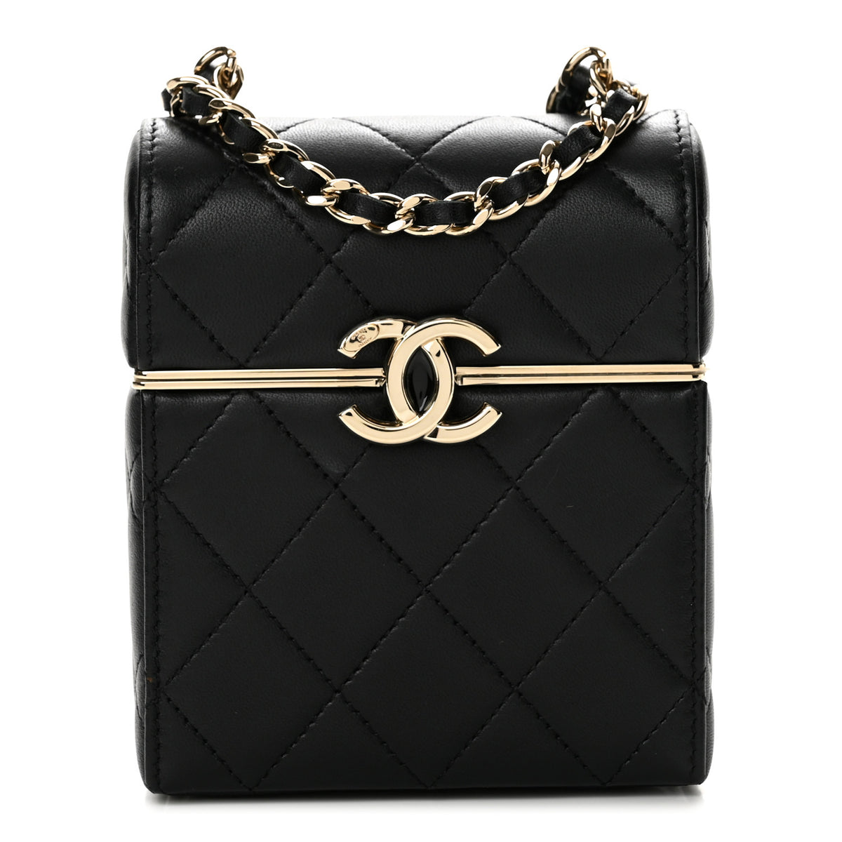 Chanel Lambskin Quilted Small Box With Chain Black 1 of 13