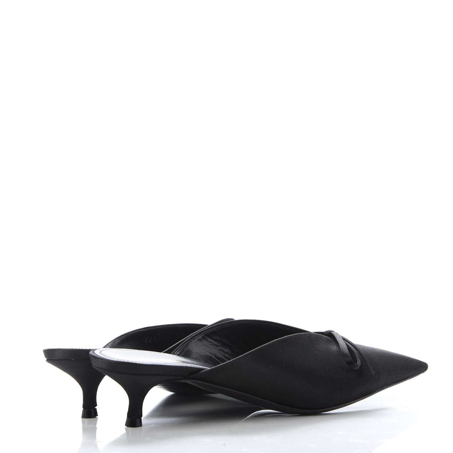 Satin Pointed Toe Knife 40mm Mules 38 Black