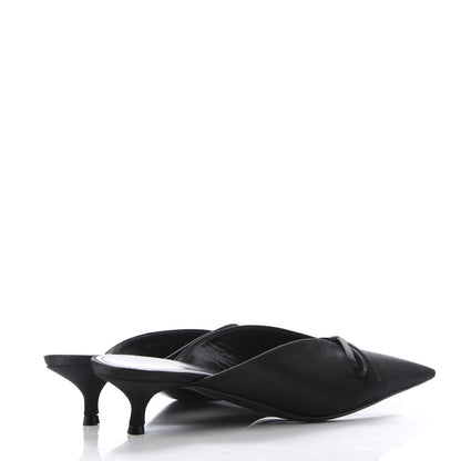 Balenciaga Satin Pointed Toe Knife 40mm Mules 38 Black 4 of 10