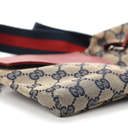 Gucci GG Monogram Web Double Pocket Belt Bag Navy Red 7 of 8
