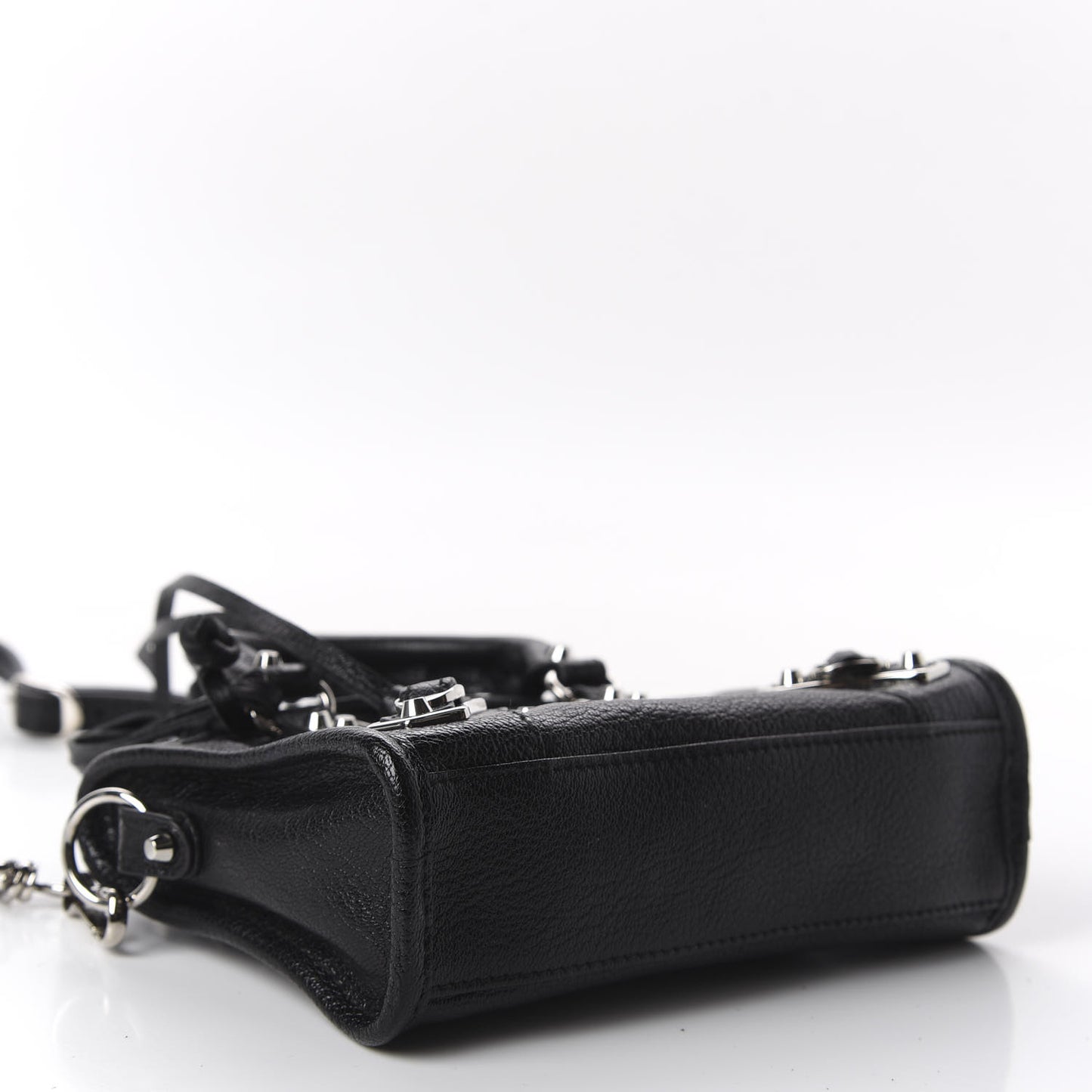 Chevre Silver Metallic Edge Hardware Nano City Black