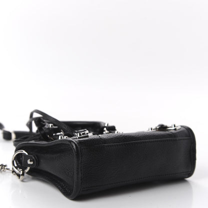 Balenciaga Chevre Silver Metallic Edge Hardware Nano City Black 3 of 9