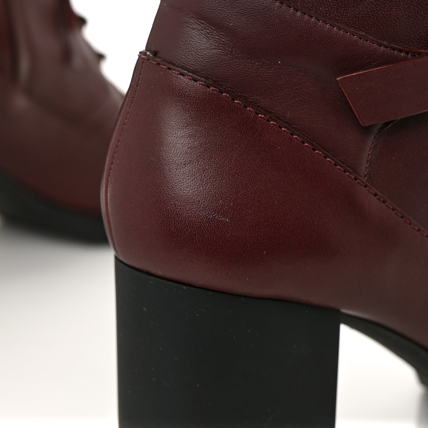 Calfskin Rockstud Cap Toe Combat Boots 37 Burgundy Black