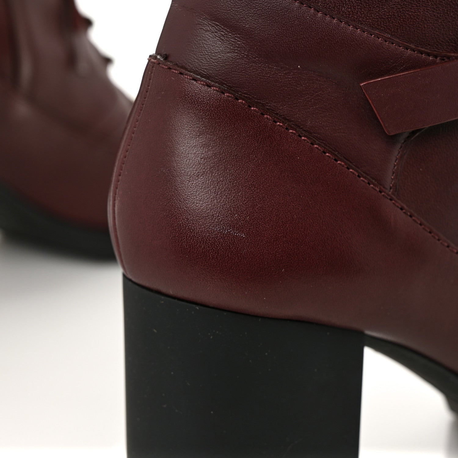 Valentino Garavani Calfskin Rockstud Cap Toe Combat Boots 37 Burgundy Black 9 of 9
