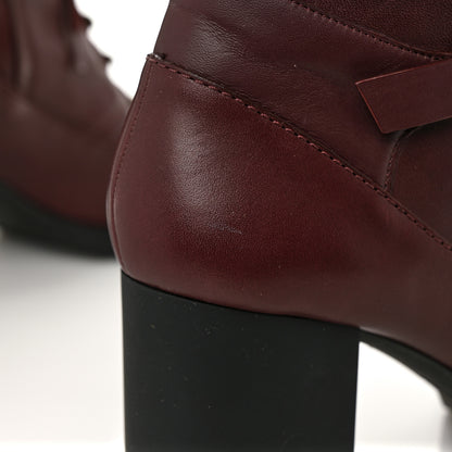 Valentino Garavani Calfskin Rockstud Cap Toe Combat Boots 37 Burgundy Black 9 of 9