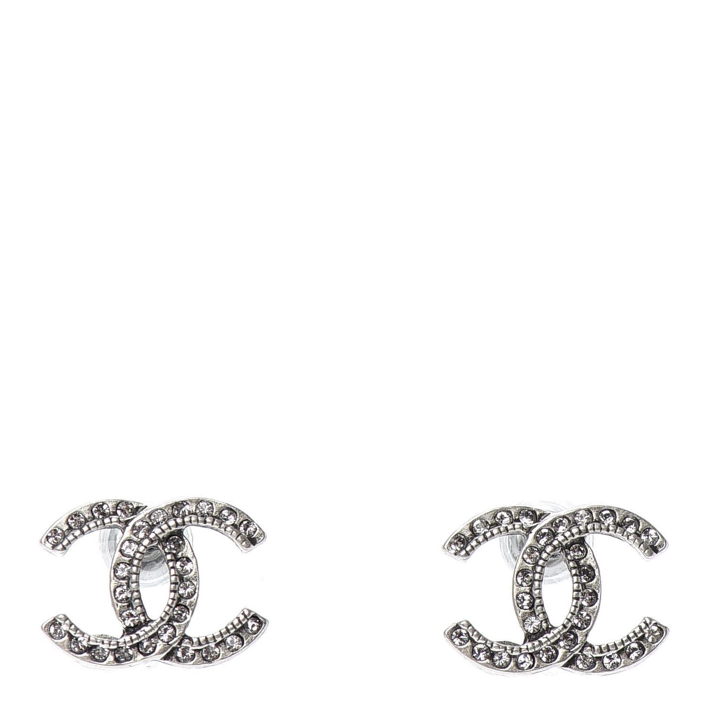 Crystal Royal Flush CC Stud Earrings Silver
