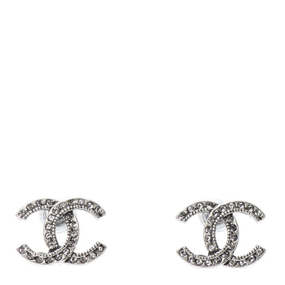 Chanel Crystal Royal Flush CC Stud Earrings Silver 1 of 4
