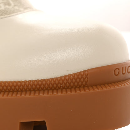 Gucci Kensington Calfskin Nappa GG Supreme Monogram Womens Double Buckle Ankle Boots 41.5 Mystic White Beige 12 of 17