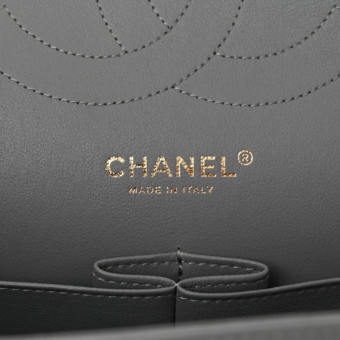 Caviar Quilted Jumbo Double Flap Grey