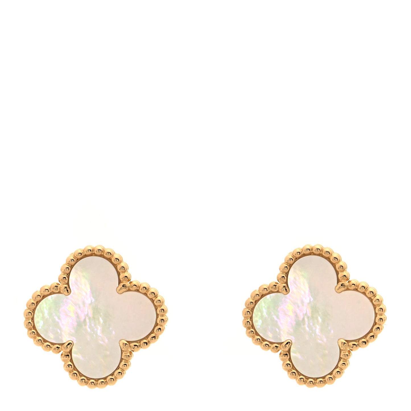 18K Yellow Gold Mother of Pearl Vintage Alhambra Earrings
