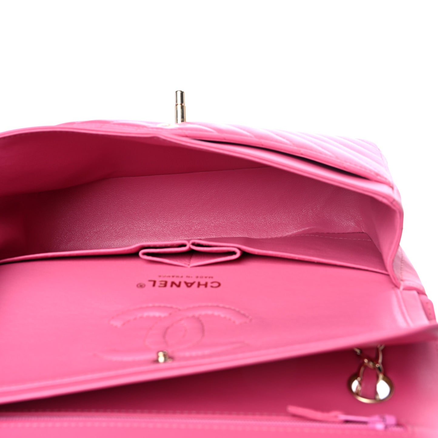 Lambskin Chevron Quilted Small Double Flap Pink