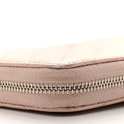 Chanel Iridescent Caviar Chevron Quilted Medium Zip Around Wallet Light Gold 10 of 11