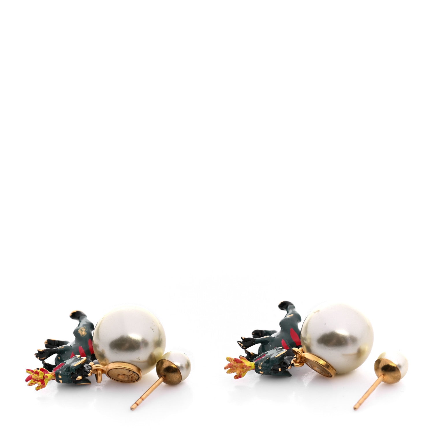 Christian Dior Pearl Mise En Dior Dragon Tribal Earrings 3 of 4