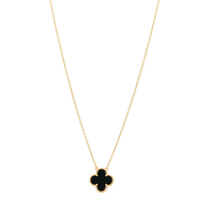 Van Cleef & Arpels 18K Yellow Gold Black Onyx Vintage Alhambra Pendant Necklace 1 of 6