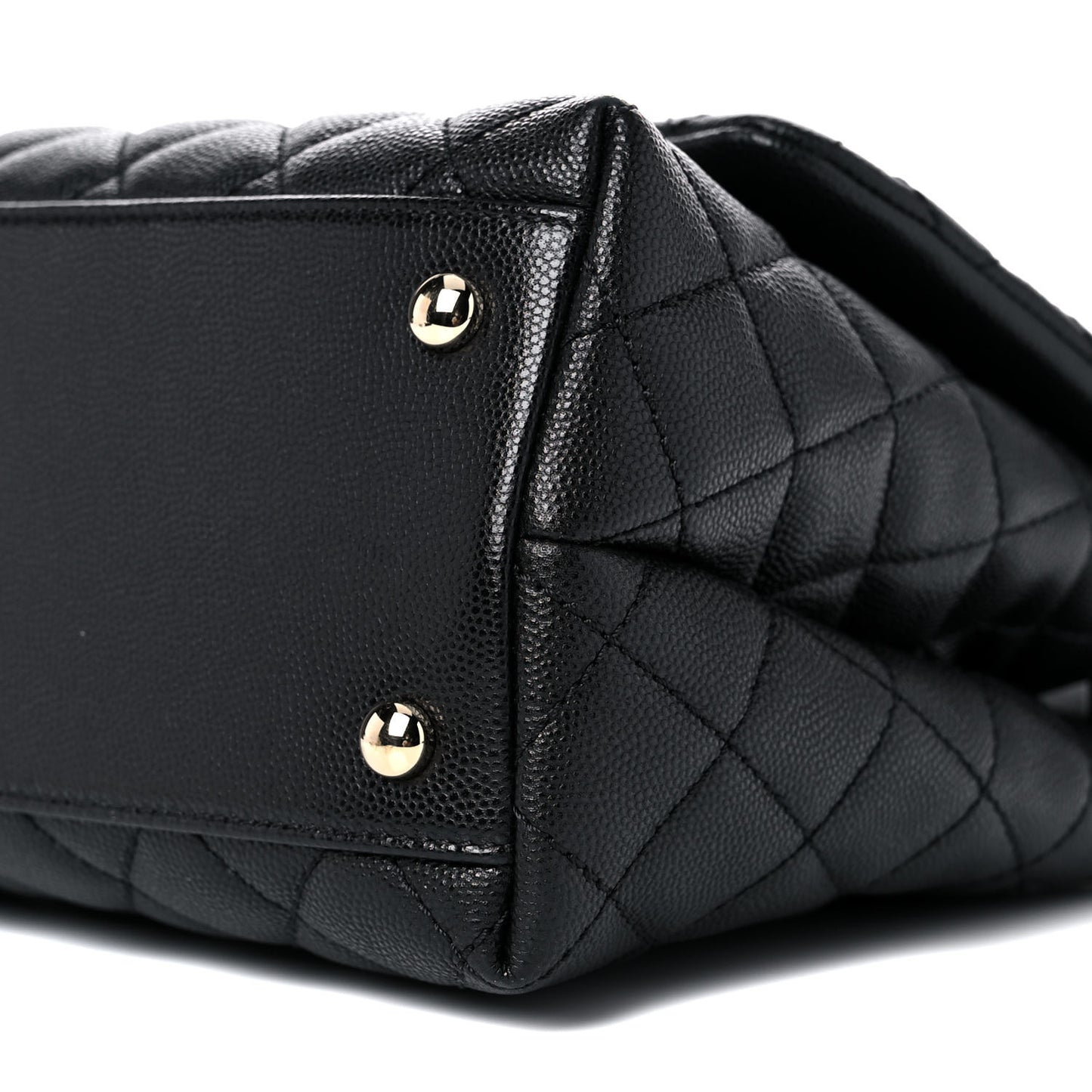 Caviar Quilted Small Coco Handle Flap Black
