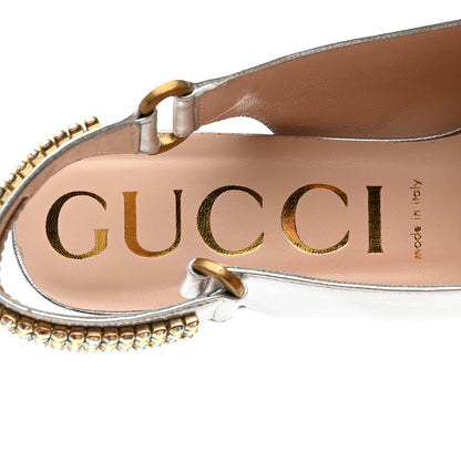 Gucci Metallic Nappa Crystal Square G Madelyn Slingbacks 40 Silver 7 of 8