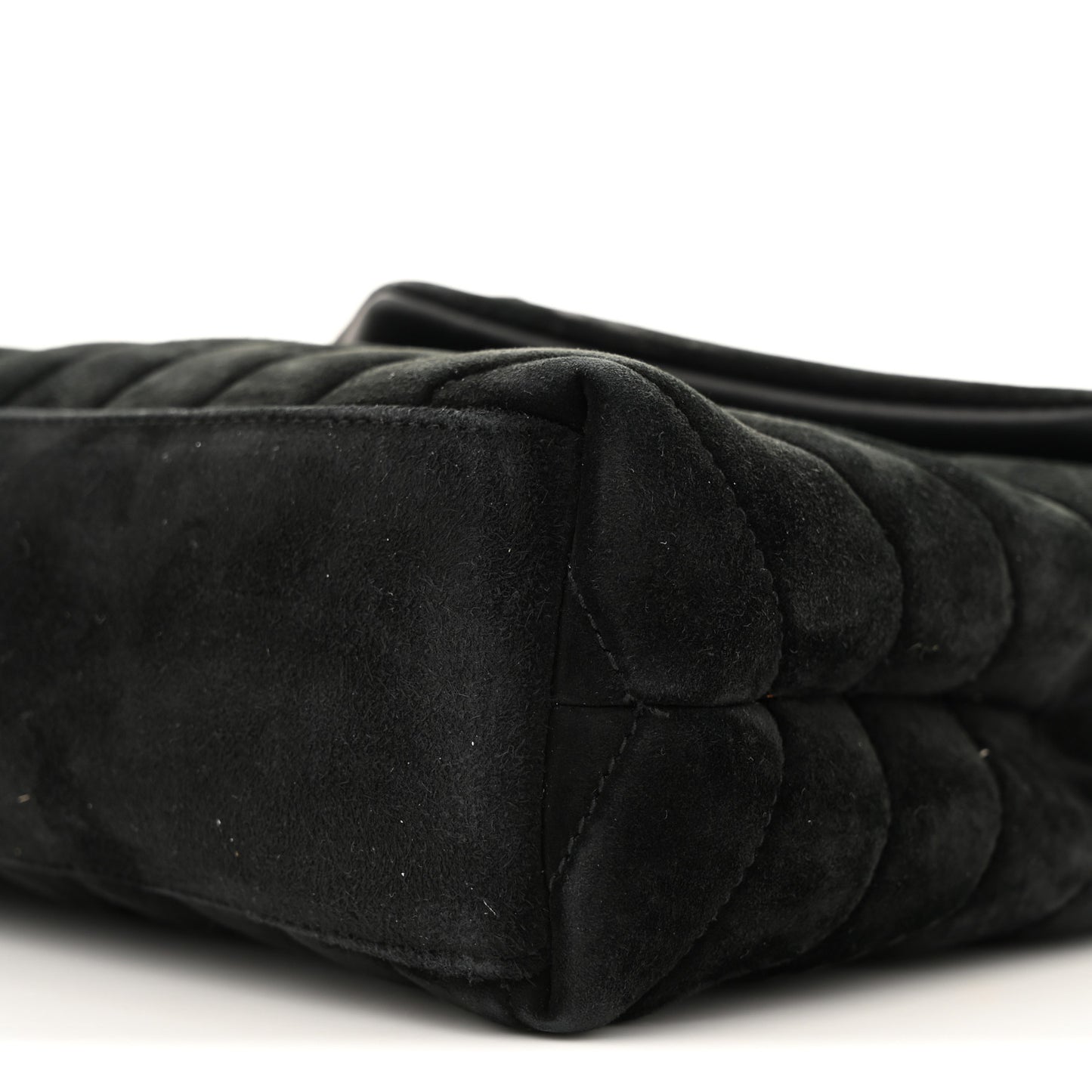 Suede Calfskin Y Quilted Monogram Small Loulou Chain Satchel Black