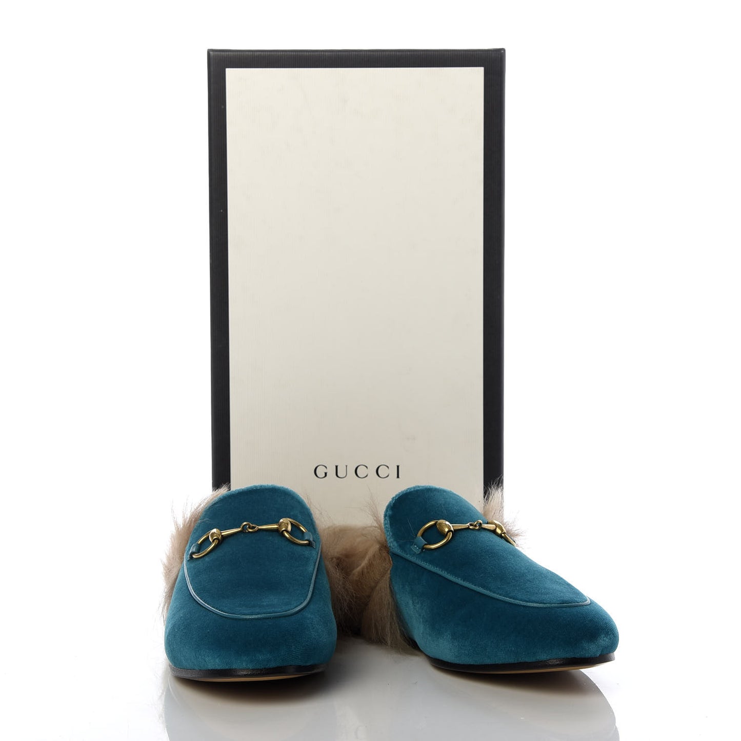 Velvet Fur Womens Princetown Slippers 36 Cyan