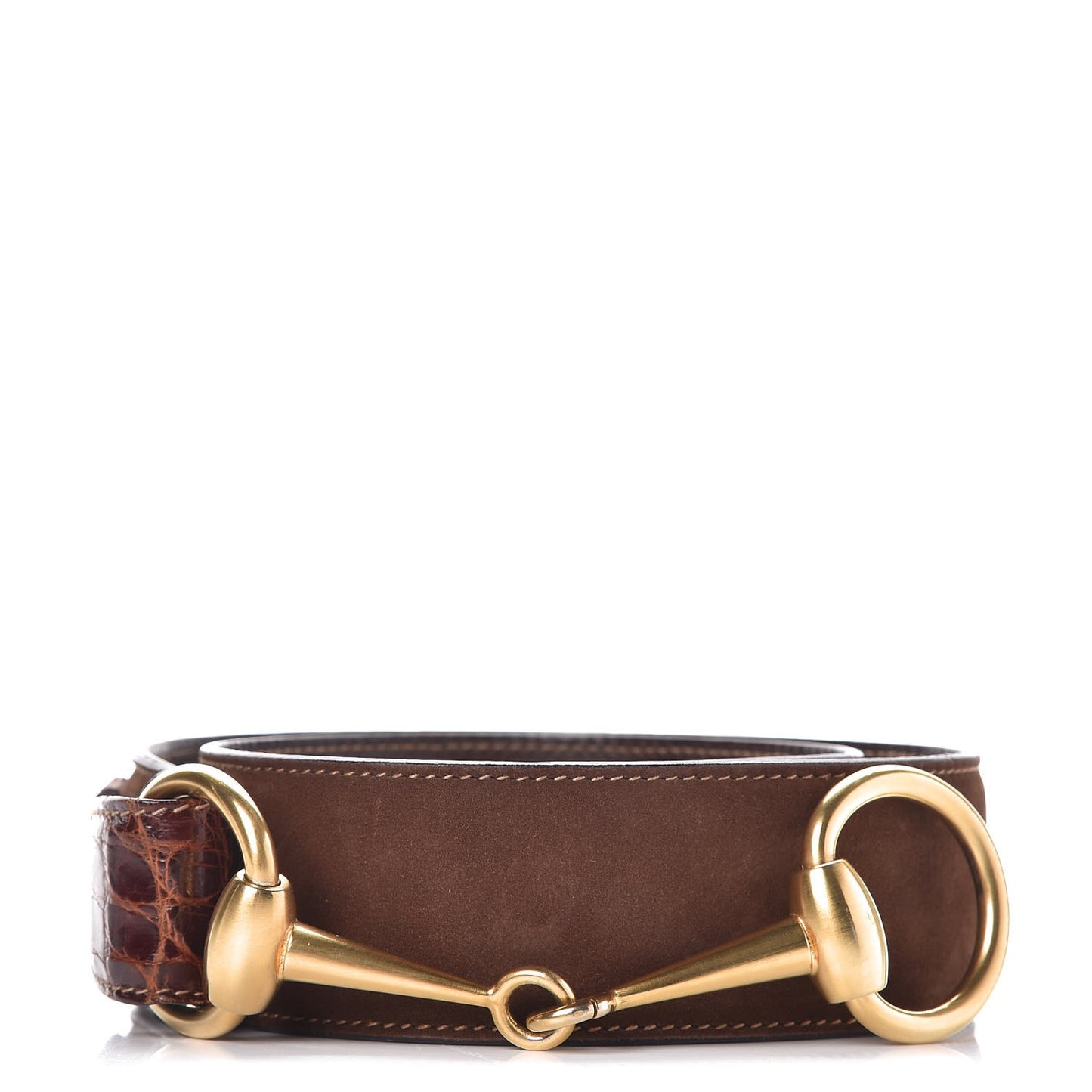 Suede Crocodile Horsebit Selleria Belt 85 34 Brown
