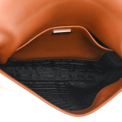 Prada Spazzolato Cleo Flap Adjustable Strap Shoulder Bag Tobacco 5 of 13