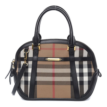 Burberry Bridle Calfskin House Check Small Orchard Bowling Bag Black 1 of 12