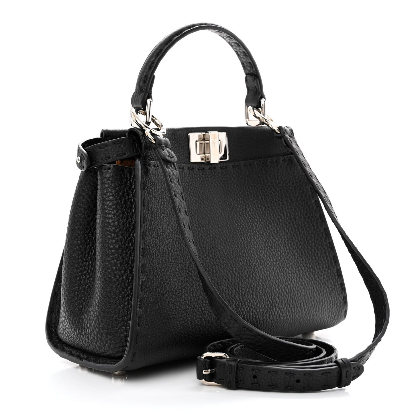 Cuoio Romano Selleria Bi-Color Mini Peekaboo Iconic Satchel Black Mou