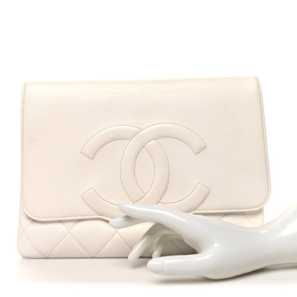 Chanel Goatskin Quilted Timeless CC Clutch White 2 of 13