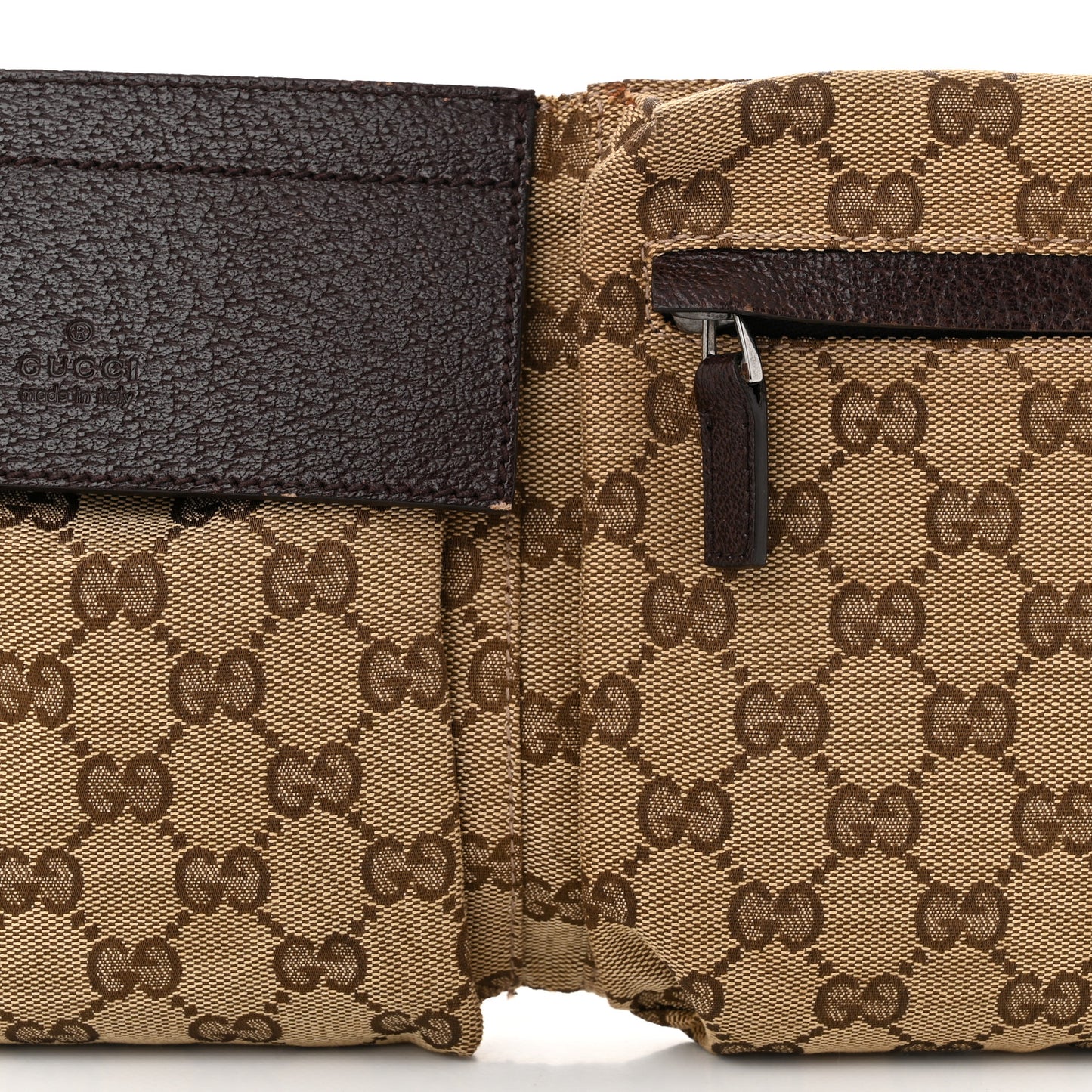 GG Monogram Double Pocket Belt Bag Dark Brown