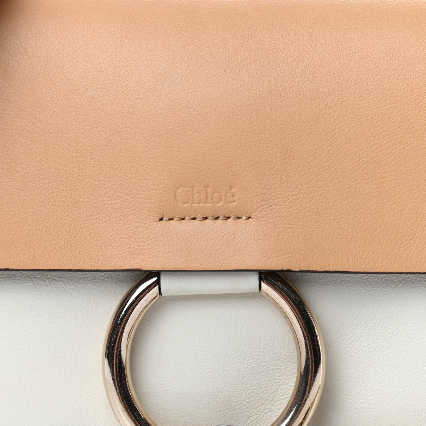 Calfskin Small Colorblock Faye Shoulder Bag Brown White
