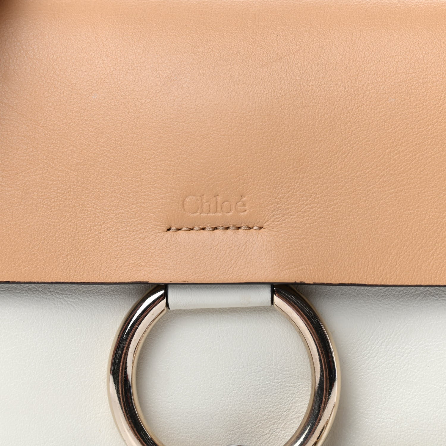 Chloe Calfskin Small Colorblock Faye Shoulder Bag Brown White 9 of 9