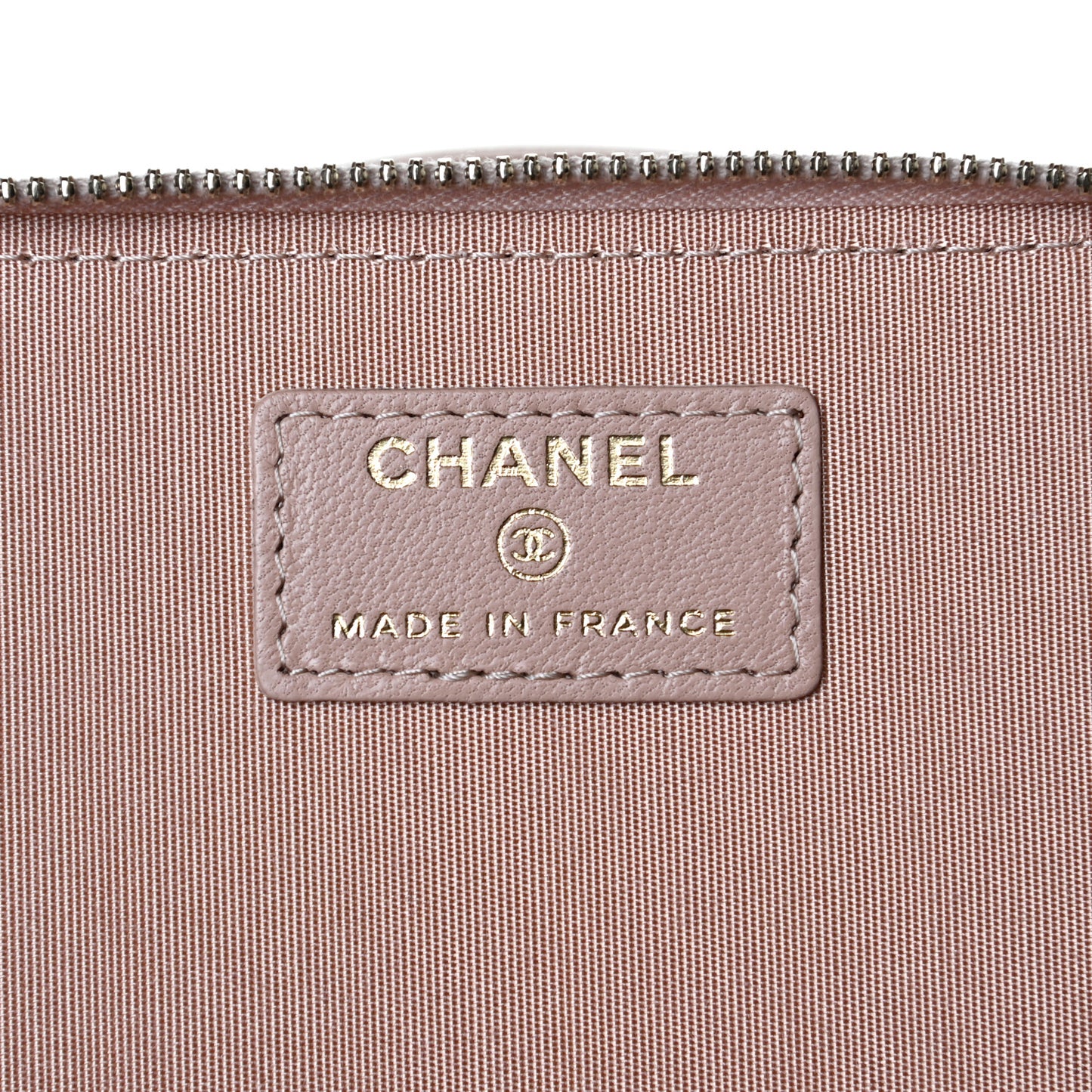 Lambskin Quilted Small Top Handle Vanity Case With Chain Beige