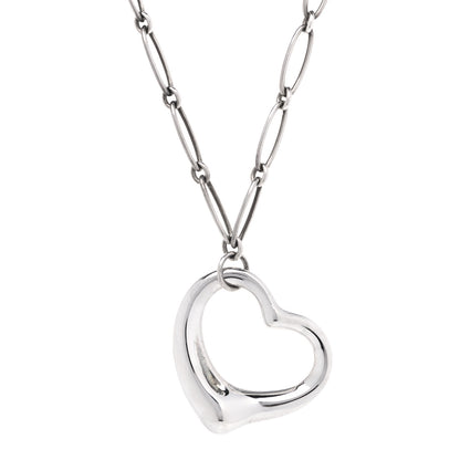 Tiffany Sterling Silver 35mm Elsa Peretti Open Heart Link Pendant Necklace 1 of 6