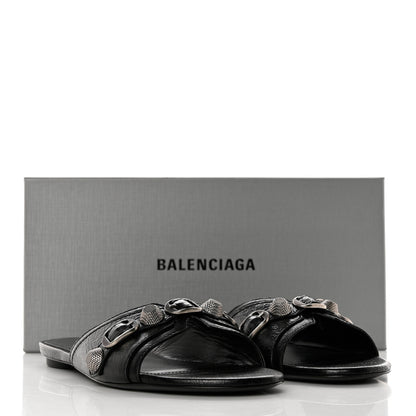 Balenciaga Agneau Arena Cagole Flat Slide Sandals 39 Black 9 of 9