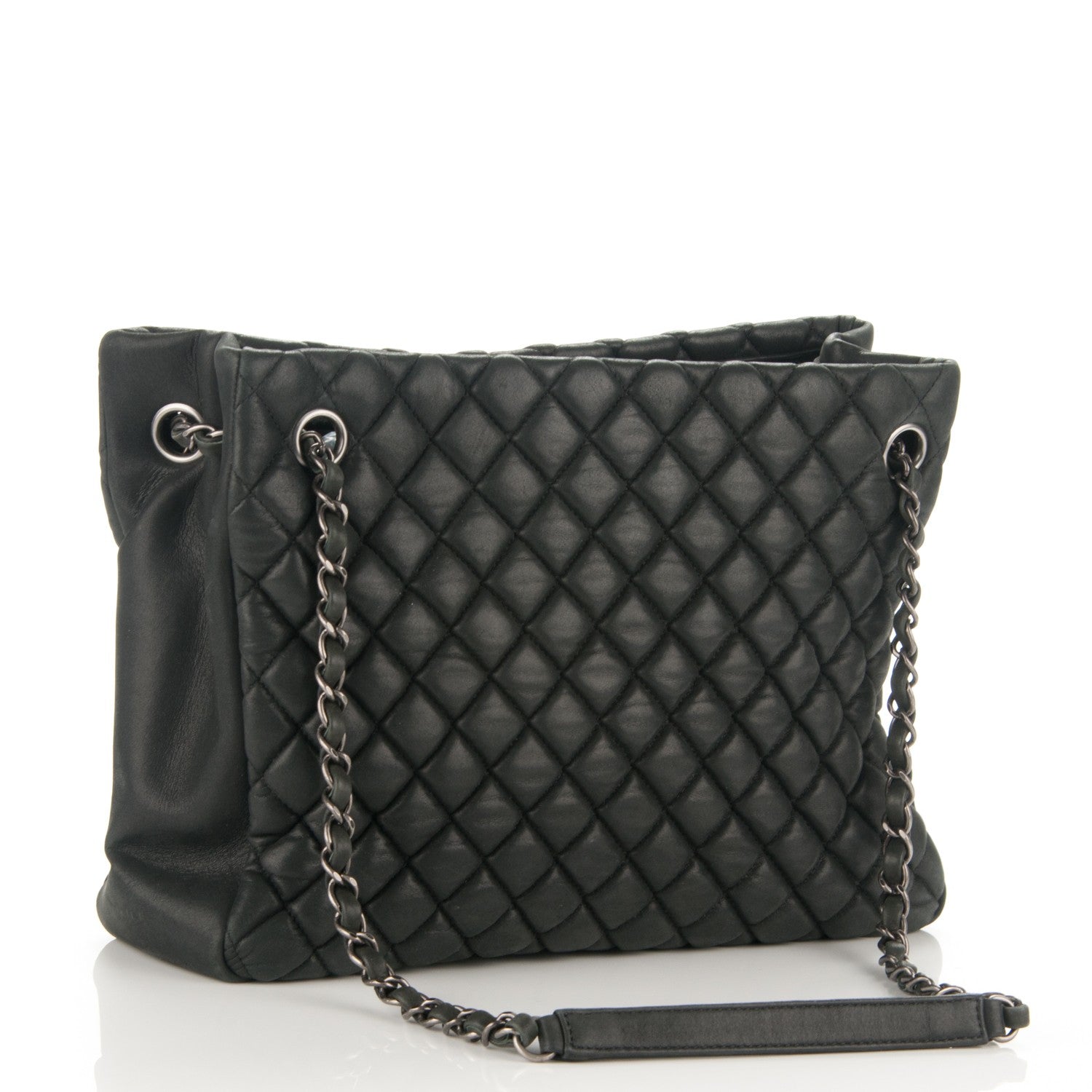 Chanel Iridescent Calfskin Small New Bubble Quilt Tote Dark Grey 3 of 7