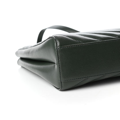 Saint Laurent Grain de Poudre Matelasse Chevron Medium Tribeca Shopping Bag Vert Fonce 7 of 8