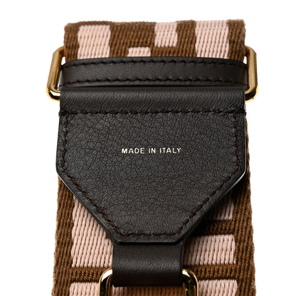 Fendi Ribbon Vitello Century FF 1974 Embroidered Adjustable Strap You Fango Rosa Confetto Chocolate 3 of 5