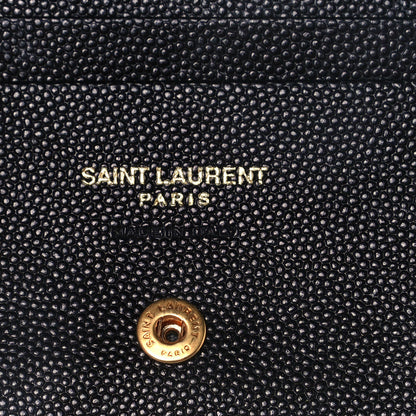 Saint Laurent Grain De Poudre Matelasse Chevron Monogram Card Case Black 7 of 12