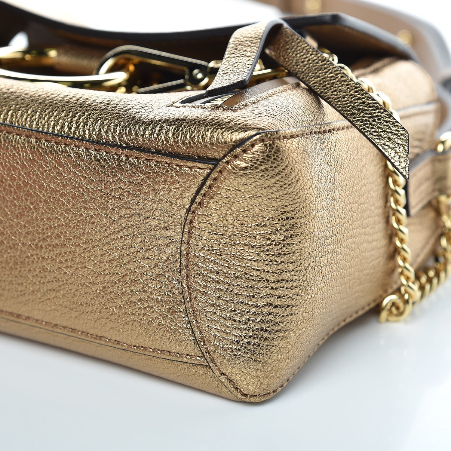 Chloe Metallic Calfskin Mini Faye Day Shoulder Bag Gold 9 of 9
