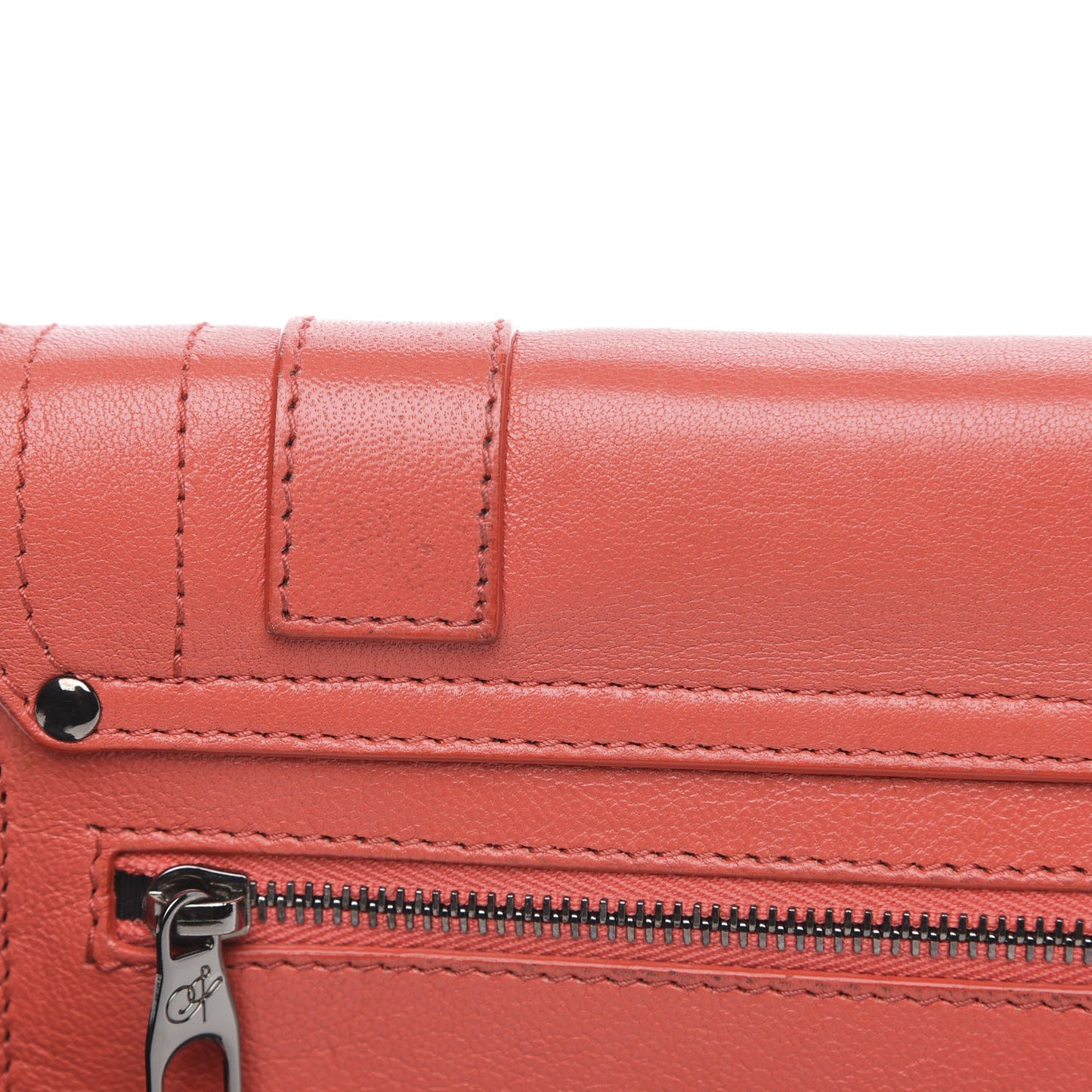 Lambskin PS1 Large Chain Wallet Deep Coral