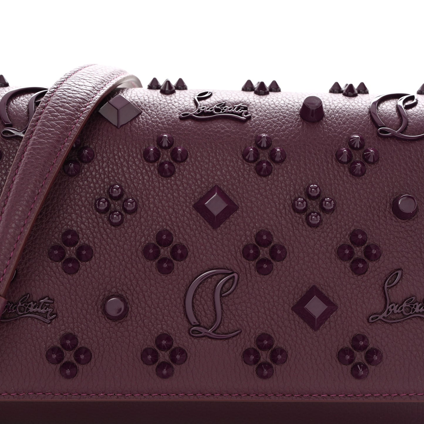 Calfskin Spikes Loubinthesky Paloma Clutch Merlot