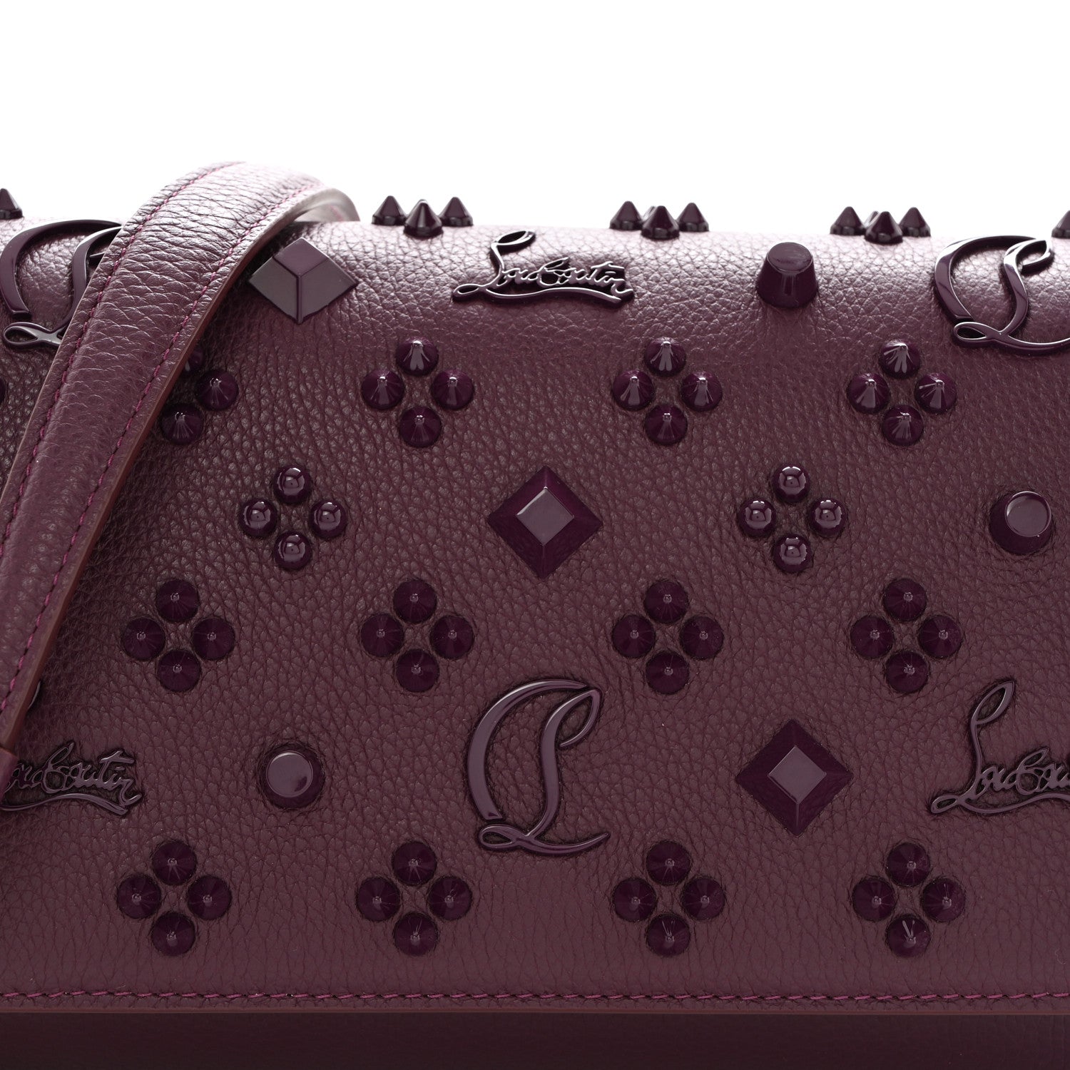 Christian Louboutin Calfskin Spikes Loubinthesky Paloma Clutch Merlot 7 of 9