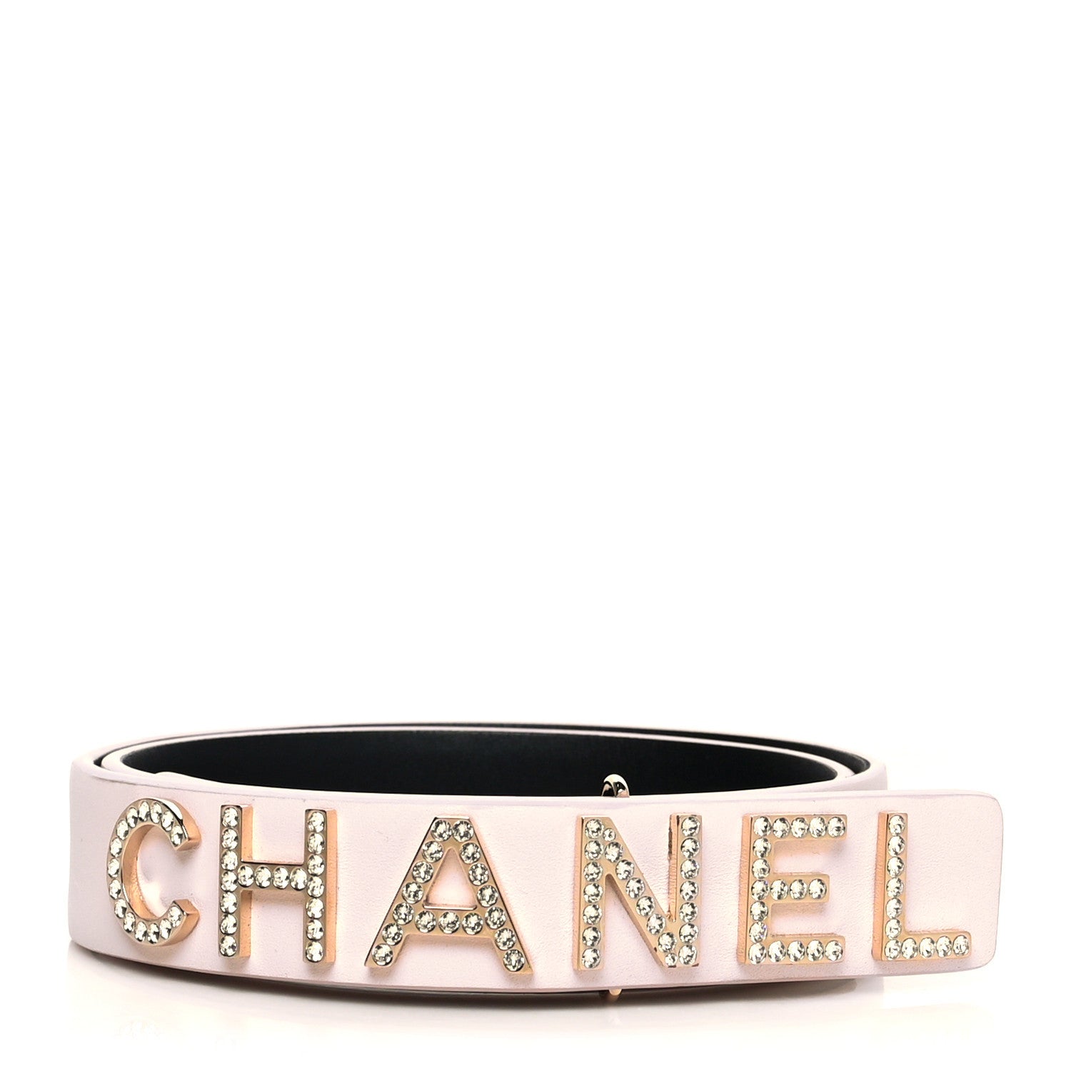 Chanel Calfskin Crystal Logo Belt 70 28 Light Pink 1 of 7