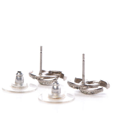Chanel Crystal Timeless CC Earrings Silver 3 of 4