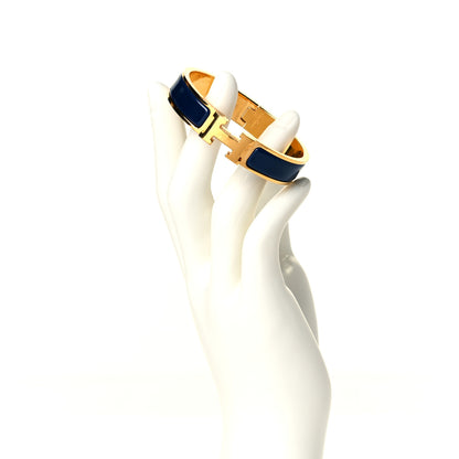 Hermes Enamel Narrow Clic Clac H Bracelet GM Bleu Biarritz 3 of 8