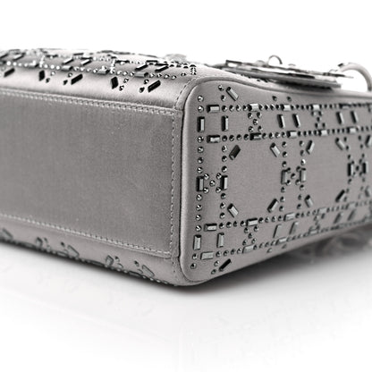Christian Dior Satin Crystal Cannage Mini Lady Dior Gray 9 of 13